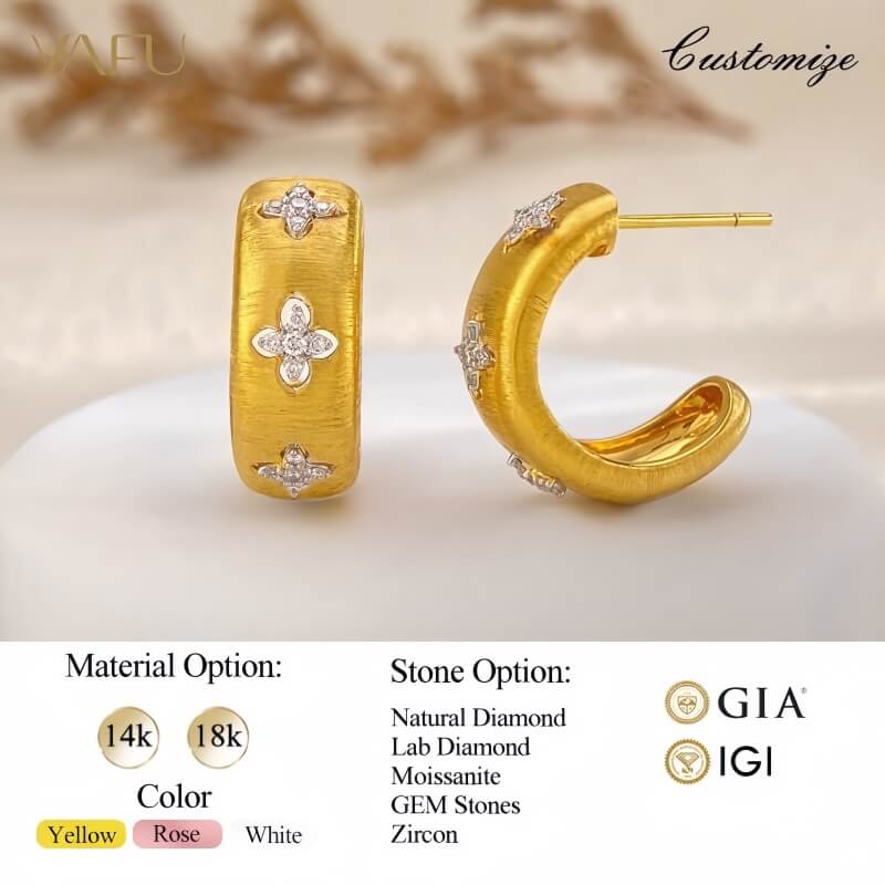 18K-Natural Diamond Earrings